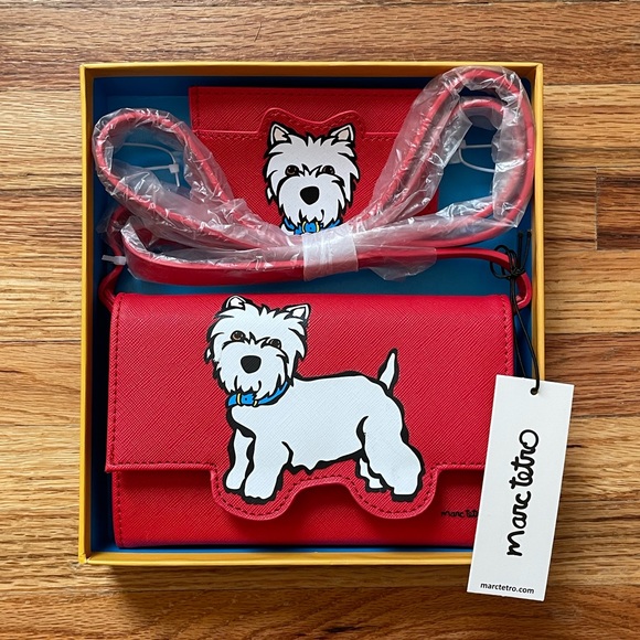 NWT Marc Tetro Red Westie Crossbody Purse and Cardholder Gift Set - Picture 2 of 5